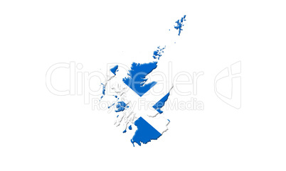 Map Of Scotland With Flag On It Isolated On White Background 3D