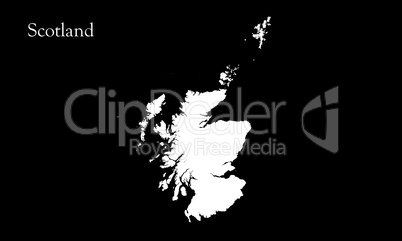 Map Of Scotland Alpha Channel On Black Background 3D illustratio