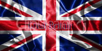 Great Britain Flag Blown in the Wind With Country Name Written O