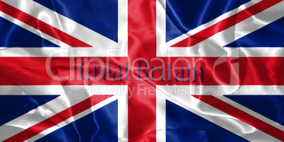 Great Britain Flag Blown in the Wind With Country Name Written O