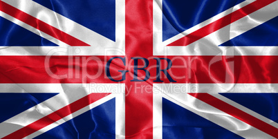 Great Britain Flag Blown in the Wind With Country Name Written O