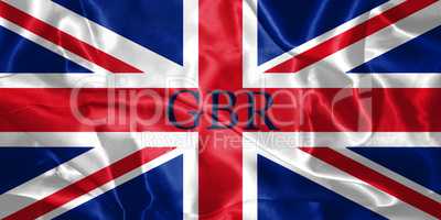 Great Britain Flag Blown in the Wind With Country Name Written O