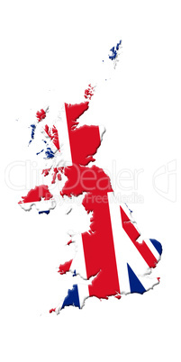 Great Britain's Map With Flag On It Isolated On White Background