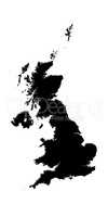 Great Britain's Map Painted Black Isolated On White Background 3