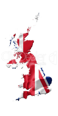 Great Britain's Map With Flag On It Isolated On White Background