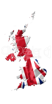 Great Britain's Map With Flag On It Isolated On White Background