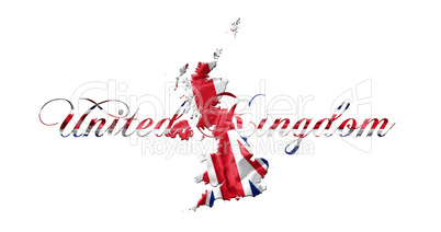 United Kingdom Map With Flag On It Isolated On White Background