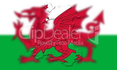 Map Of Wales With Flag Of Country In The Background 3D Illustrat