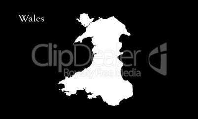 Map Of Wales Isolated On Black Background 3D Illustration