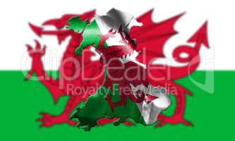 Map Of Wales With Flag Of Country In The Background 3D Illustrat