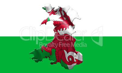 Map Of Wales With Flag Of Country On It On Flag Background 3D Il