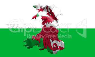 Map Of Wales With Flag Of Country On It Isolated On Background 3