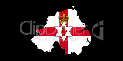 Northern Ireland Ulster Banner. Map With Flag On It Isolated On