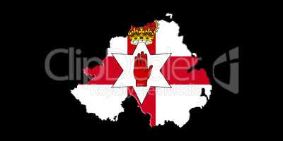 Northern Ireland Ulster Banner. Map With Flag On It Isolated On