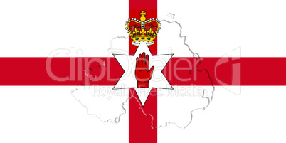 Northern Ireland Ulster Banner. Flag With Map On It 3D illustrat