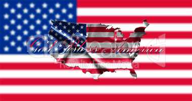 United States of America Map With American  Flag 3D illustration