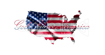 United States of America Map With American  Flag 3D illustration