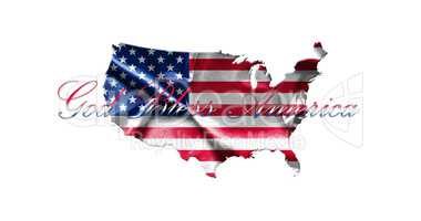 United States of America Map With American  Flag 3D illustration