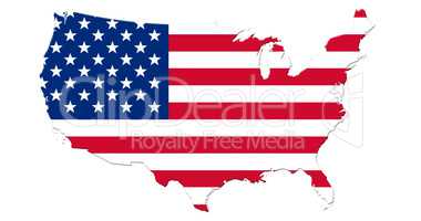 United States of America Map With American  Flag 3D illustration