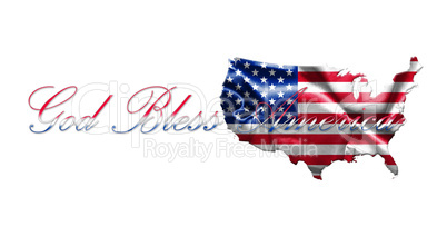 United States of America Map With American  Flag and Text 3D ill