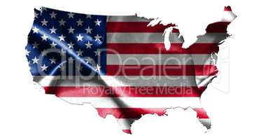 United States of America Map With American  Flag 3D illustration