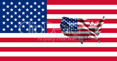 United States of America Flag With Map of Country 3D illustratio