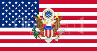 United States of America Flag With Eagle Coat Of Arms 3D illustr