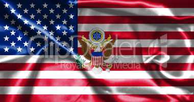 United States of America Flag With Eagle Coat Of Arms 3D illustr