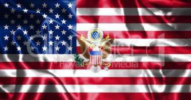 United States of America Flag With Eagle Coat Of Arms 3D illustr