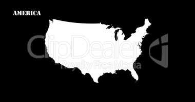 United States of America Map Silhouette Isolated On Black Backgr