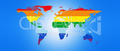 World Map in Peace Colors 3D illustration