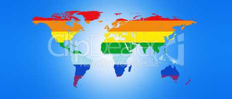 World Map in Peace Colors 3D illustration