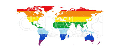World Map in Peace Colors Isolated on White Background 3D illust