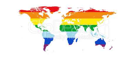 World Map in Peace Colors Isolated on White Background 3D illust