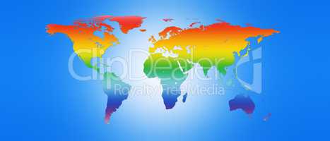 World Map in Peace Colors 3D illustration