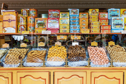 Sweets on display in candy shop