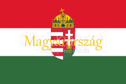 Hungarian National Flag With Coat Of Arms 3D illustration