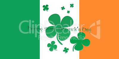 St. Patrick's Day. Flag Of Ireland With Clover Leafs 3D illustra