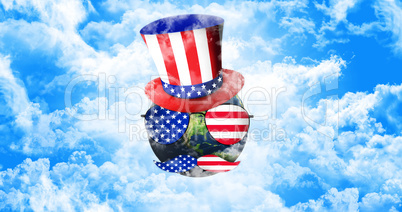 Planet Earth With Uncle Sam's Hat, Sunglasses and Mustaches. Uni