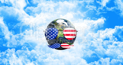 Planet Earth With Sunglasses and Mustaches. United States of Ame