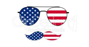 Glasses and Mustache Design of the American Flag Isolated on Whi
