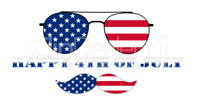 Happy 4th of July. Glasses and Mustache Design of the American F