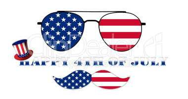 Happy 4th of July. Glasses and Mustache Design of the American F