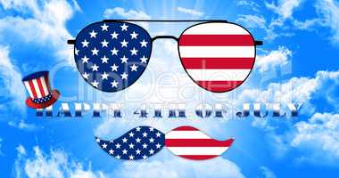 Happy 4th of July. Glasses and Mustache Design of the American F