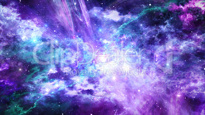 Universe with Galaxy, Stars and Colorful Nebula on Dark Starry B