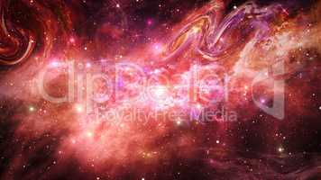 Universe with Galaxy, Stars and Colorful Nebula on Dark Starry B