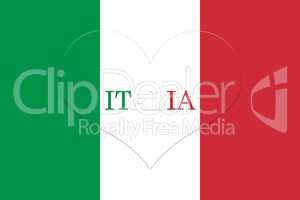Italy Flag Heart Shape. Official colors and proportion. National