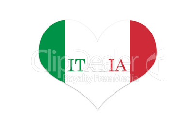Italy Flag in Shap Of Heart. Official colors and proportion. Iso