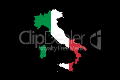 Map of Italy With Italian Flag Isolated On Black Background  ill