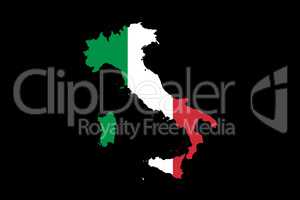 Map of Italy With Italian Flag Isolated On Black Background  ill